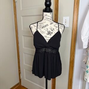 NO BOUNDARIES Junior 11-13 Black Babydoll Lace Crochet Sleeveless Top Whimsygoth